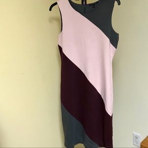 Sleeveless Colour Block Dress with Stretch
